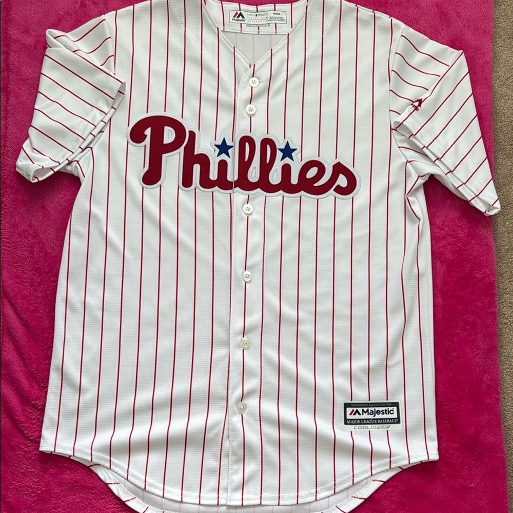 Majestic Phillies Red Striped Jersey